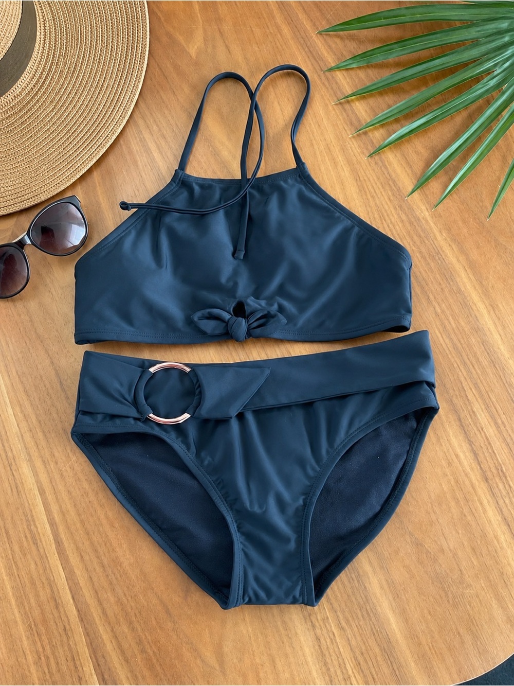 NWT Raisins (Roxy Kids) High-Neck Bikini Black